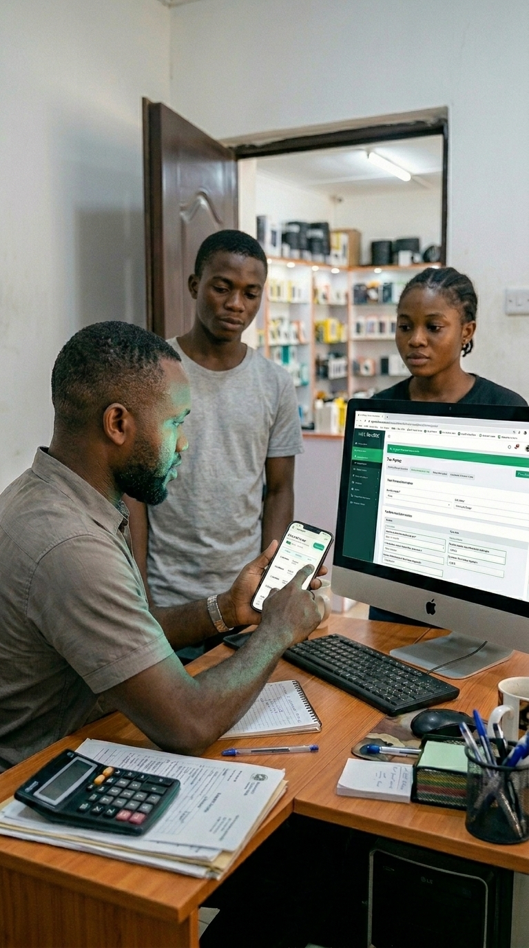 Shop owner training staff on PIN login system
